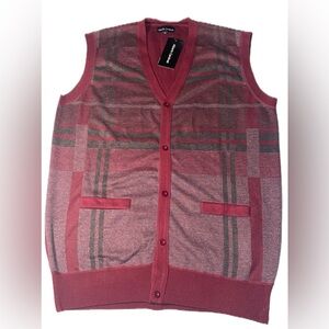 Alberto Cardinali men's Plaid Button Down Sweater Vest NWT Size:XL